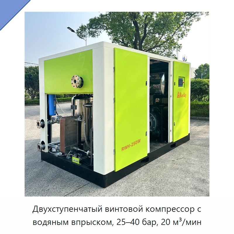 Двухступенчатый винтовой компрессор с водяным впрыском, 25–40 бар, 20 м³/мин — Промышленные компрессоры