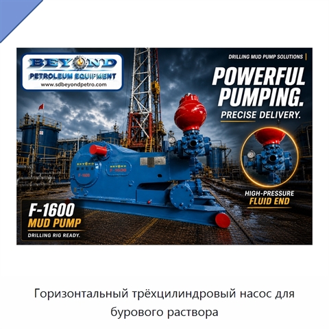 Горизонтальный трёхцилиндровый насос для бурового раствора