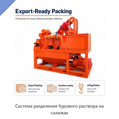 Система разделения бурового раствора на салазках