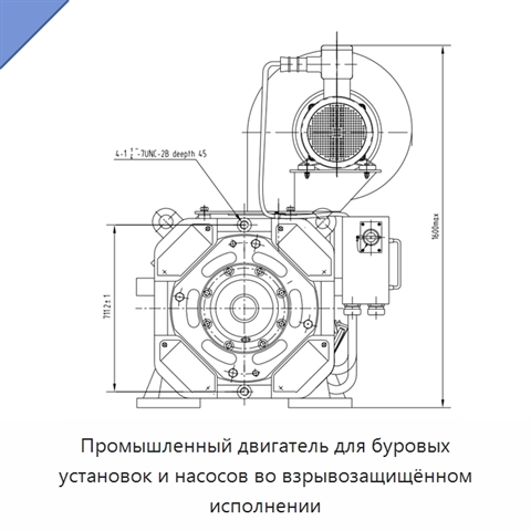 Промышленный двигатель для буровых установок и насосов во взрывозащищённом исполнении