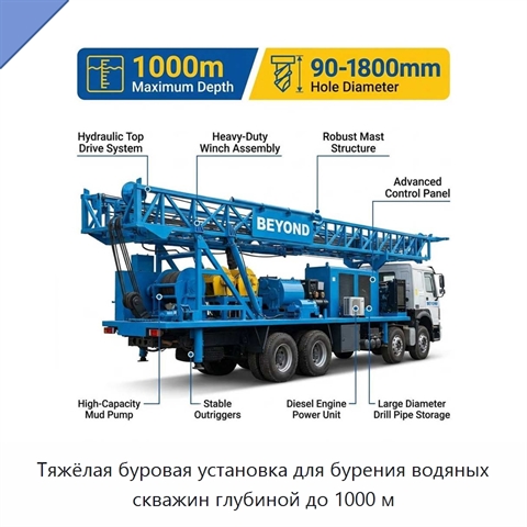 Тяжёлая буровая установка для бурения водяных скважин глубиной до 1000 м