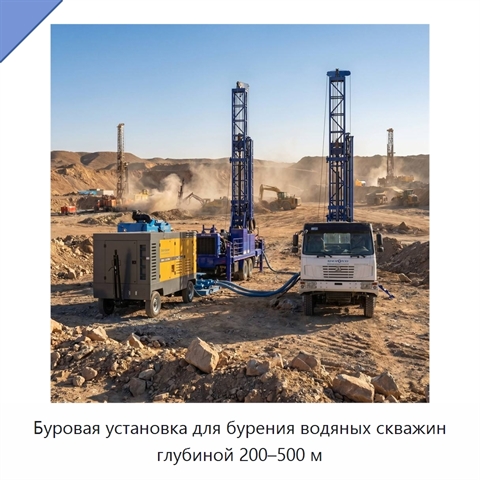 Буровая установка для бурения водяных скважин глубиной 200–500 м