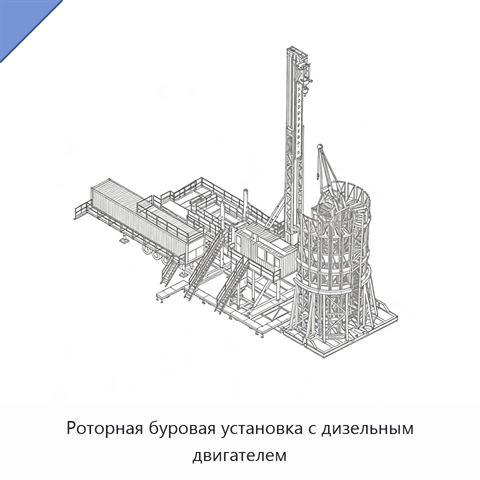 Роторная буровая установка с дизельным двигателем
