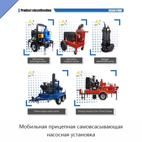 Мобильная прицепная самовсасывающая насосная установка