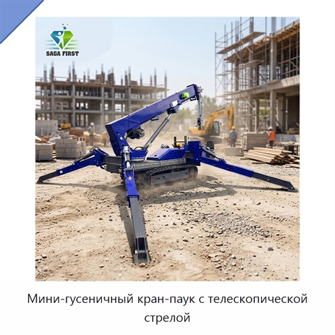 Мини-гусеничный кран-паук с телескопической стрелой